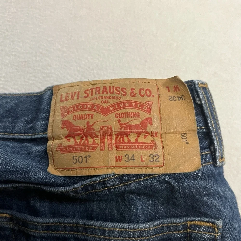 Levi's 501 Jeans Men's 34x32 (Fits 31x29) Blue Button Fly Straight Leg Denim